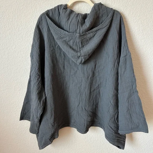 Honest Cotton Oversized Gauze Hoodie in Charcoal Grey, One Size - Picture 3 of 8